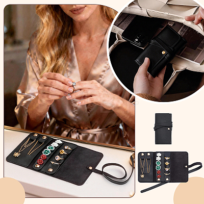 2Pcs PU Leather Jewelry Rolls for Rings Earrings Necklaces AJEW-FG0005-98A-1