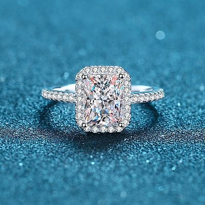 925 Sterling Silver Micro Pave Moissanite Finger Rings for Women WG8E258-46-1