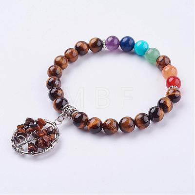 Gemstone Stretch Bracelets BJEW-F262-B08-1