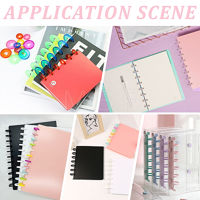 60Pcs 10 Colors Plastic Loose Leaf Ring Round Binder Discs FIND-GF0009-71-1