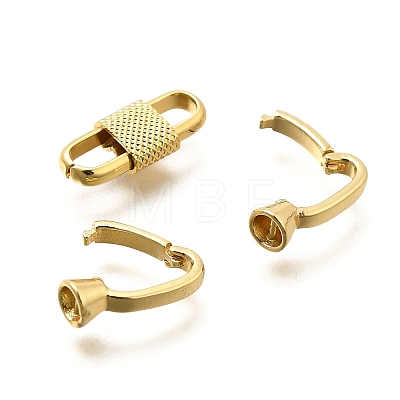 Rectangle Rack Plating Brass Fold Over Clasps KK-S508-12G-1