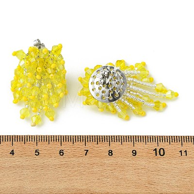 Glass Seed Braided Beaded Flower Stud Earrings EJEW-MZ00736-02-1