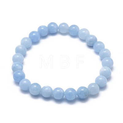 Natural & Dyed White Jade Bead Stretch Bracelets BJEW-K212-B-018-1