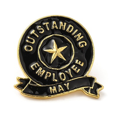 Golden Tone Alloy Outstanding Employee of The Month Enamel Pins JEWB-K021-07G-05-1