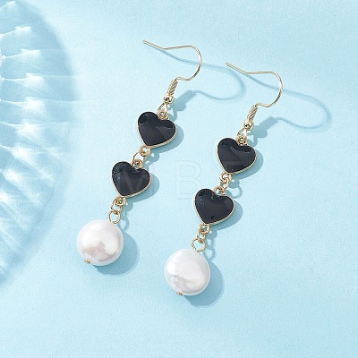 Natural Keshi Pearl Heart Dangle Stud Earrings EJEW-JE06725-1