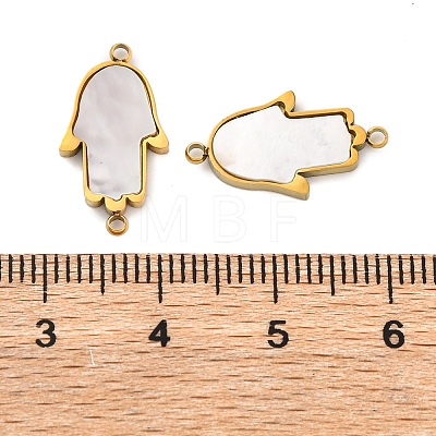 Ion Plating(IP) 304 Stainless Steel Pave Natural Shell Connector Charms STAS-Z100-03G-02-1