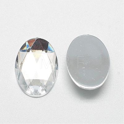 Acrylic Rhinestone Flat Back Cabochons GACR-Q011-13x18-02-1