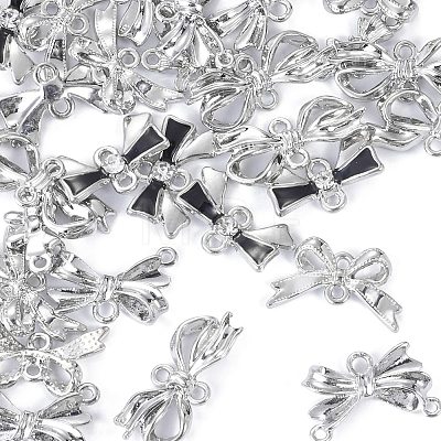 30Pcs 5 Styles Alloy Crystal Rhinestone Bowknot Links Connector Charms FIND-TA0010-98-1