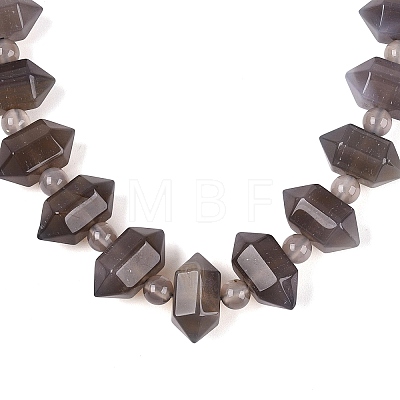 Natural Grey Agate Round & Cone Beaded Necklaces NJEW-N064-03C-1