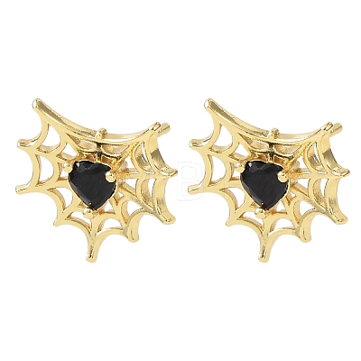 Brass Micro Pave Cubic Zirconia Stud Earrings LS-EJEW-Z156-02G-02-1