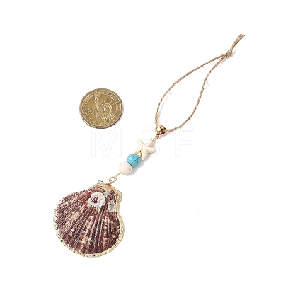 Electroplate Sea Shell Pendant Decorations HJEW-JM04567-1