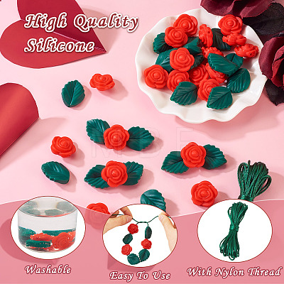 DIY Rose Flower Nursing Necklaces Making Kit for Kids Chewing Teething DIY-TA0006-35-1