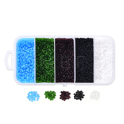 6000Pcs 5 Colors Frosted Opaque Glass Seed Beads SEED-YW0001-17-1