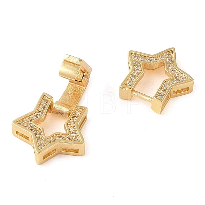 Rack Plating Brass Micro Pave Clear Cubic Zirconia Fold Over Clasps KK-S384-05G-1