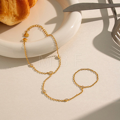 304 Stainless Steel Crystal Rhinestone Geometric Hand Chain Bracelets VG4672-1