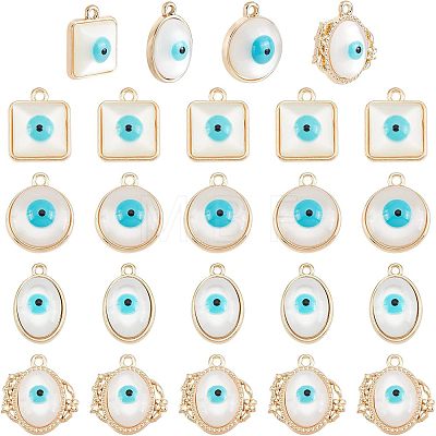 SUPERFINDINGS 32Pcs 4 Style Rack Plating Alloy Enamel Pendants FIND-FH0004-13-1