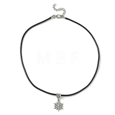 Tibetan Alloy Snowflake Pendant Necklaces NJEW-JN04538-02-1