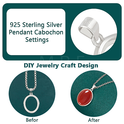 1Pc 925 Sterling Silver Pendants Cabochon Settings STER-BC0002-40-1