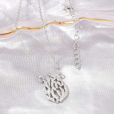 Brass Micro Pave Clear Cubic Zirconia Flame Pendant Adjustable Slider Necklaces KK-CBA4547-10P-1