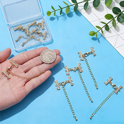 8Pcs Brass Micro Pave Clear Cubic Zirconia Slide Lock Clasps HJEW-UN00140-1