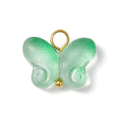 Butterfly Gradient Color Baking Paint Transparent Glass Charms PALLOY-JF03266-01-1