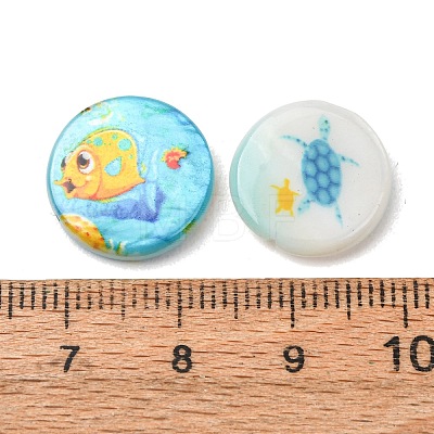Ocean Theme Printed Natural Freshwater Shell Beads SH-CBA2978-25-1