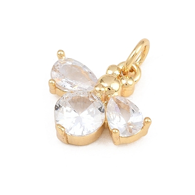 Brass Micro Pave Clear Cubic Zirconia Charms KK-E798-08A-G-1