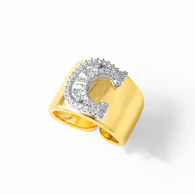 Brass Micro Pave Clear Cubic Zirconia Cuff Open Rings FS-WGA5D1D-03-1