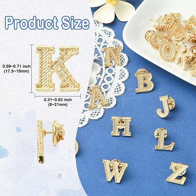 26Pcs Letter A~Z Alloy Lapel Pin Backs JEWB-CJZ0001-03KCG-1