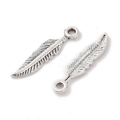 Tibetan Style Alloy Feather Pendants TIBEP-24166-AS-RS-1