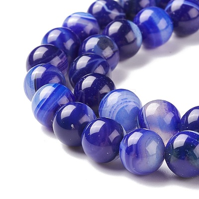 Natural Striped Agate/Banded Agate Beads Strands G-G582-10mm-64-1