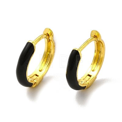 Classic Enamel Hoop Earrings EJEW-H091-03G-1