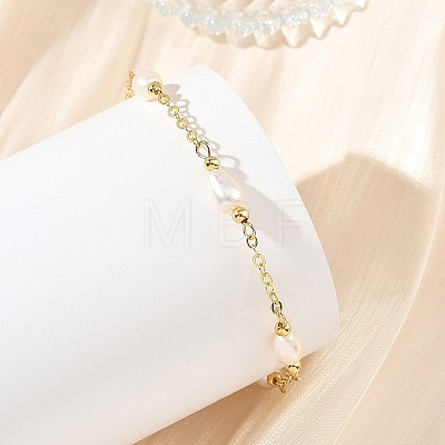 Natural Cultured Freshwater Pearl Beads Slider Bracelets BJEW-JB14195-1