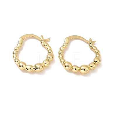 Rack Plating Brass Beaded Oval Hoop Earrings for Women LS-EJEW-M209-05G-1