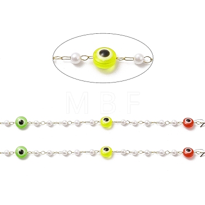 Handmade Evil Eye and Plastic Beaded Chains CHS-I019-04G-01-1