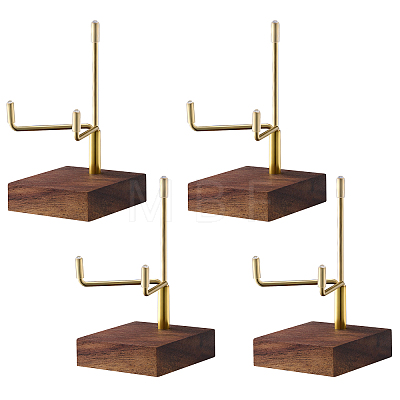Iron Mineral Display Holder with Square Wood Bases ODIS-WH0331-79-1