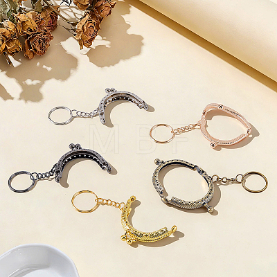 10Pcs 5 Colors Alloy Kiss Lock Arch Shaped Bag Handle Frame with Split Key Rings FIND-ME0004-34-1