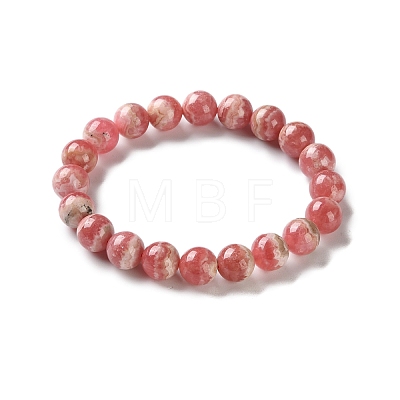 Natural Argentina Rhodochrosite Beaded Stretch Bracelets BJEW-L700-01C-1