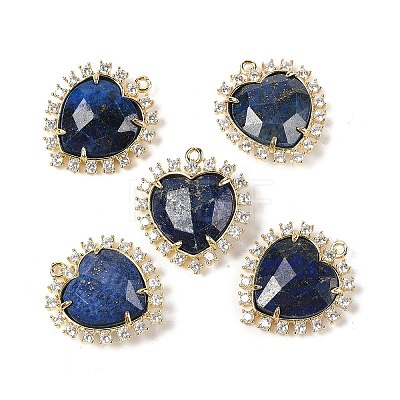 Natural Lapis Lazuli Faceted Heart Pendants G-I382-03G-01-1