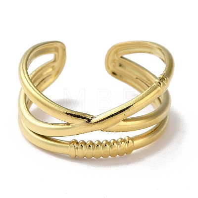 304 Stainless Steel Open Cuff Ring RJEW-H215-02G-1