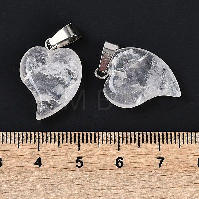Natural Quartz Crystal Heart Pendants G-H073-03P-15-1