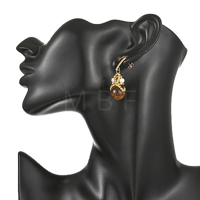 Natural Tiger Eye Dangle Earrings for Women EJEW-MZ00784-1