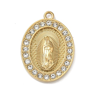 304 Stainless Steel & Rhinestone Pendants STAS-G371-09E-01G-1