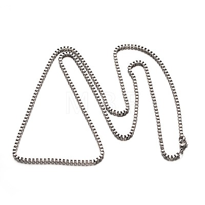 304 Stainless Steel Venice Chain Box Chain Necklaces NJEW-E049-03P-1