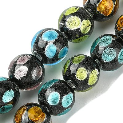 Handmade Silver Sand Lampwork Beads Strands LAMP-A003-01F-1