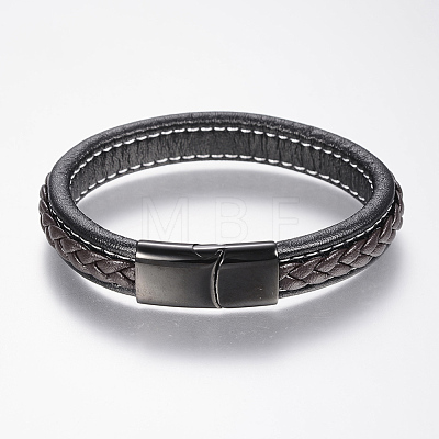 Braided Leather Cord Bracelets BJEW-H561-10-1