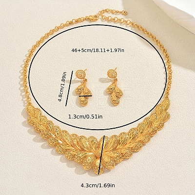 Middle Eastern Bride Brass Flower Necklace & Stud Earrings Sets for Women SX1464-1