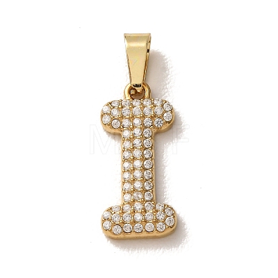 304 Stainless Steel Micro Pave Clear Cubic Zirconia Pendants CU-CBA703A-05G-I-1