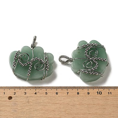 Natural Green Aventurine Copper Wire Wrapped Pendants G-K338-07P-05-1