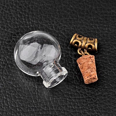 Round Glass Bottle Pendants for Bead Containers X-PALLOY-JF00168-04-1